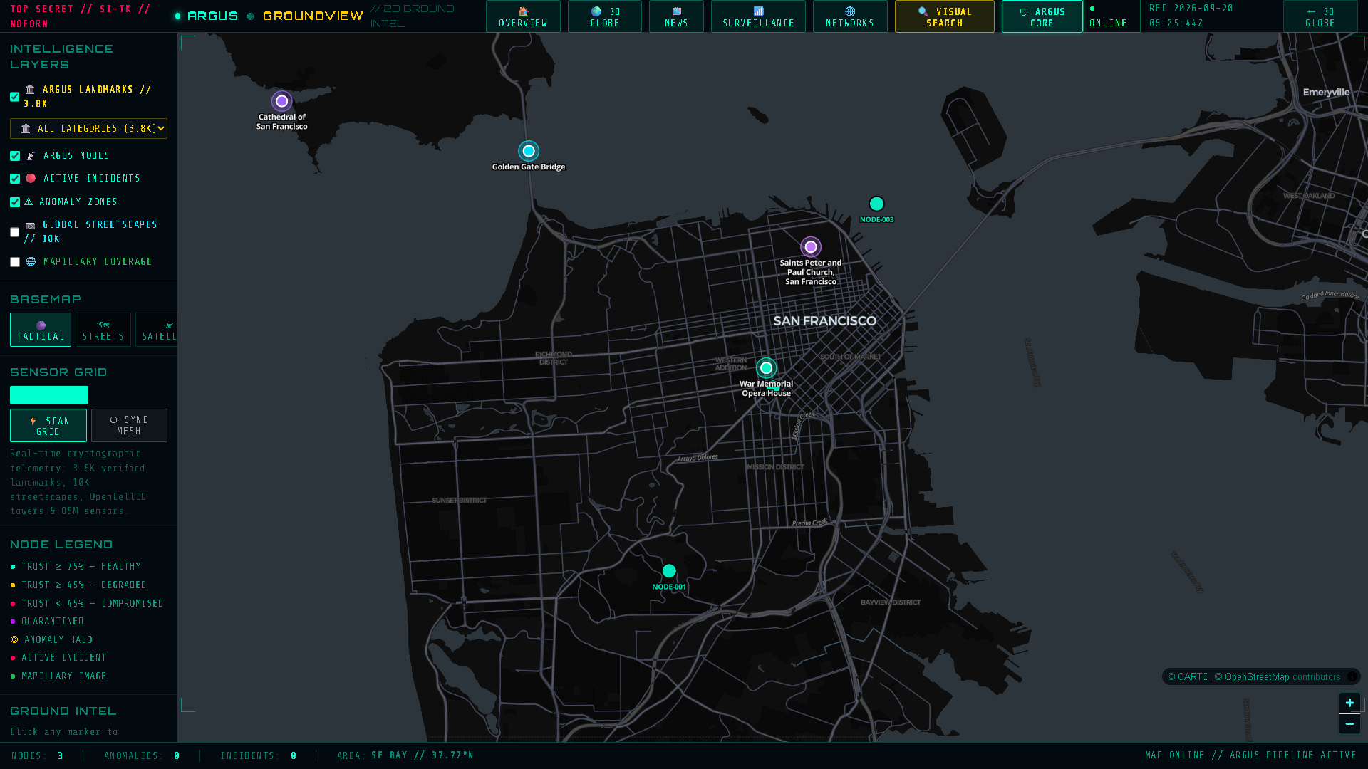 GeoVigilant Argus 3D Planetary OSINT Interface
